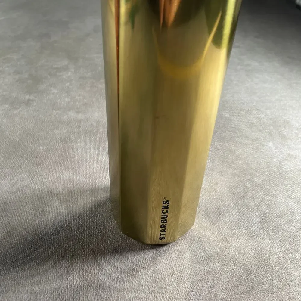 Starbucks Gold Stainless Steel Travel Tumbler Coffee Gold Rush Chrome Flip Lid